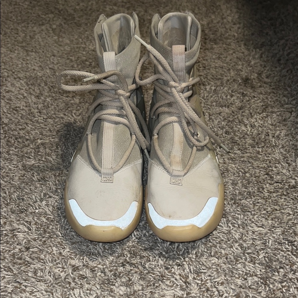 Stylish High-Top Sneakers in Tan and White Fear Of God Nike